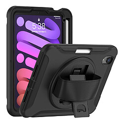 Coque en TPU hybride avec béquille rotative à 360° et dragonne noir pour votre Apple iPad mini (2021)