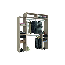 Concept Usine Dressing bois extensible avec 2 penderies, 4 étagères, 2 tiroirs ELYSEE