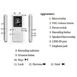 Universal 8 Go Mini Magnétophone Numérique Dictaphone Dual Core Stéréo Réduction du Bruit Blanc Nouveau Lecteur MP3 de Haute Qualité | Magnétophone Numérique