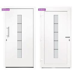 vidaXL Porte d'entrée Aluminium et PVC Blanc 100x210 cm pas cher