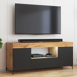 Selsey Meuble tv avec LED - GUSTO - 137 cm - lancaster / noir mat - style contemporain