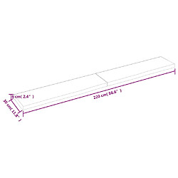 vidaXL Étagère murale 220x30x(2-6) cm bois de chêne massif non traité pas cher