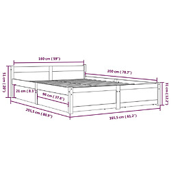 vidaXL Cadre de lit sans matelas avec tiroirs blanc 160x200 cm pas cher