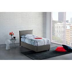 Autrement Talamo Italia Lit simple Anna avec conteneur, Made in Italy, en tissu amovible, 80x190 cm, avec ouverture latérale, Tortora, avec matelas inclus.