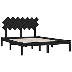 Avis vidaXL Cadre de lit sans matelas noir 140x200 cm bois massif