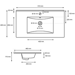 Ecd Germany Lavabo 810x465x175 mm Céramique blanche pas cher