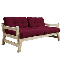 Inside 75 Banquette convertible futon STEP pin massif coloris bordeaux couchage 70x200 cm.