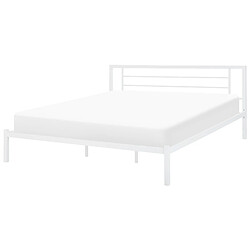 Beliani Lit double en métal blanc 180 x 200 cm CUSSET