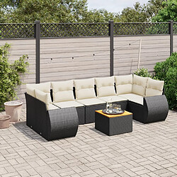 vidaXL Salon de jardin 8 pcs avec coussins noir résine tressée