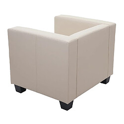 Mendler Fauteuil lounge chair Lille ~ Cuir, crème pas cher