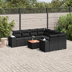 Maison Chic Salon de jardin 9 pcs avec coussins | Ensemble de Table et chaises | Mobilier d'Extérieur noir résine tressée -GKD35508