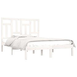 Avis Maison Chic Lit Moderne Chambre - Cadre/structure de lit pour adulte Blanc Bois de pin massif 150x200 cm Très grand -MN70763