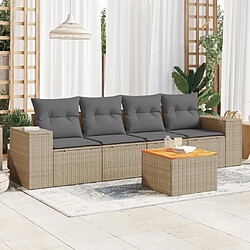 Maison Chic Salon de jardin avec coussins 5 pcs | Ensemble de Table et chaises | Mobilier d'Extérieur beige résine tressée -GKD43274