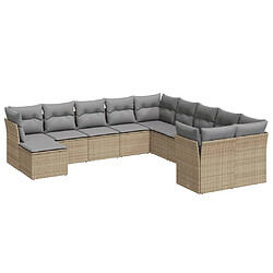 vidaXL Salon de jardin 11 pcs avec coussins beige résine tressée