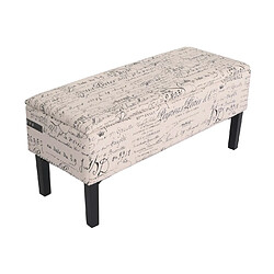 Acheter Mendler Banc/coffre de rangement Renens, 95x36x44, tissu ~ motif écriture