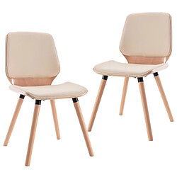 Maison Chic Lot de 2 Chaises à manger,Chaise pour cuisine,Solide Structure crème similicuir -MN70686