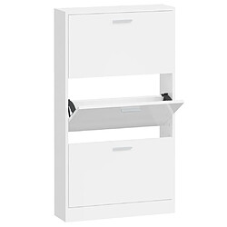 Maison Chic Armoire à chaussure,Meuble à Chaussures Blanc brillant 59x17x108 cm Bois ingénierie -MN83231