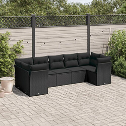 Maison Chic Salon de jardin 7 pcs avec coussins | Ensemble de Table et chaises | Mobilier d'Extérieur noir résine tressée -GKD23964