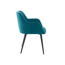 Acheter Vente-Unique Lot de 6 chaises avec accoudoirs en tissu et métal noir - Bleu - HEKA