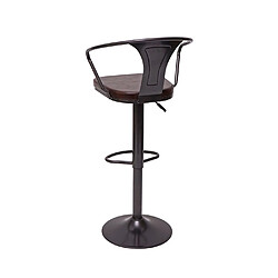 Acheter Mendler 2x Tabouret de bar HWC-H10b,réglable en hauteur,avec accoudoirs,pivotant,style industriel~vintage noir-marron