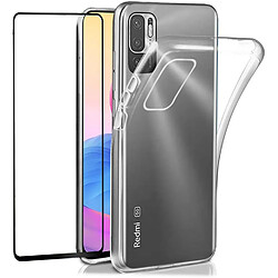 Pack Coque de protection transparente en TPU et Protection écran vitre en verre trempé FULL cover noir pour le Xiaomi Redmi Note 10 5G - XEPTIO