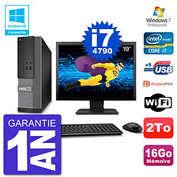 PC Dell 3020 SFF Ecran 19" Intel i7-4790 RAM 16Go Disque 2To Graveur DVD Wifi W7 - Occasion