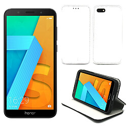 Xeptio Huawei Honor 7S / Huawei Y5 2018 : Housse Protection Luxe blanche à Rabat Style Cuir Support - Etui Folio blanc clapet Coque Silicone Antichoc Smartphone - Accessoires Pochette Case …