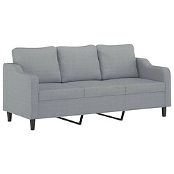 Avis vidaXL Canapé à 3 places avec repose-pieds Gris clair 180 cm Tissu