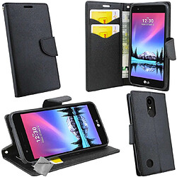 Htdmobiles Housse etui portefeuille pour LG K10 (2017) + film ecran - NOIR / NOIR