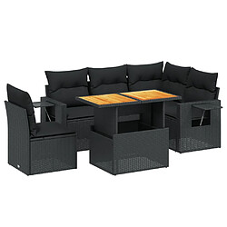 vidaXL Salon de jardin 6 pcs avec coussins noir résine tressée