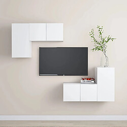 vidaXL Ensemble de meubles TV 4 pcs Blanc Bois d'ingénierie