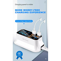 El Contente Hub de chargeur USB à 8 ports, affichage LED, prise de charge de bureau