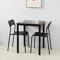 SoBuy OGT38-K-SCH Table à Manger Carrée Noire - 60 x 60 x 75 cm-Plateau en Verre Forme Carrée Pieds en Acier Robuste