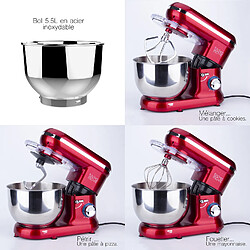 Robot pâtissier multifonctions 5.5l 1500w rouge - bat-1519 - KITCHEN MOVE