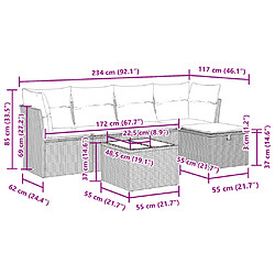 vidaXL Salon de jardin 6 pcs avec coussins gris résine tressée pas cher