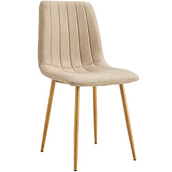 Acheter Pegane Lot de 4 chaises de salle à manger rembourées en tissu coloris Beige - Longueur 44 x profondeur 55 x hauteur 87 cm