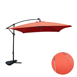 Concept Usine Parasol LED déporté carré 3x3m terracotta SOLENZARA NEON