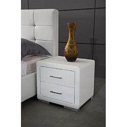 Vivenla Chevet - table de nuit blanc design en bois mdf L. 49 x P. 38 x H. 43,5 cm Collection Cullen