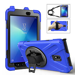 Coque en TPU combo en forme de X avec béquille, dragonne et dragonne bleu pour votre Samsung Galaxy Tab Active 2 8.0 T395/T390