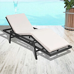 Maison Chic Chaise longue avec coussin | Bain de soleil Relax | Transat Résine tressée Noir -GKD72075