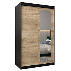 Abiks Meble Armoire PROMO T2 À Portes Coulissantes 200/120/62 2 Portes (Noir/Sonoma)