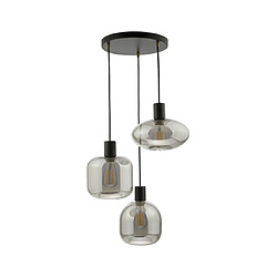 Luminaire Center Suspension Aiden Noir satiné,Verre fumé