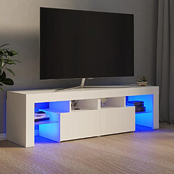 Maison Chic Meubles TV avec lumières LED - Banc TV pour salon Blanc 140x36,5x40 cm -MN74132