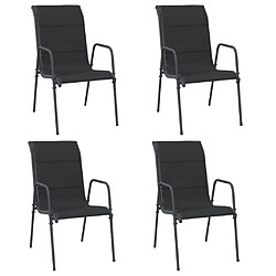 vidaXL Chaises de jardin 4 pcs Acier et textilène Noir