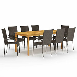 Maison Chic Ensemble de salle à manger de jardin 9 pcs,Table et chaises d'extérieur Marron -GKD736132