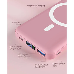 SANAG Pour Magsafe Powerbank, 10 000 Mah Chargeur Portable Power Bank Magnétique Pd 22,5 W Usb-C Charge Rapide Batterie Externe Pour Iphone 16/15/14/13/12 Mini/Plus/Pro/Pro - Rose pas cher