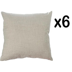 Pegane Lot de 6 coussins carrés en Polyester coloris beige - Dim : L40 x l40 cm