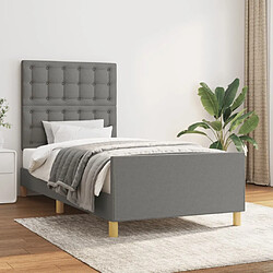 Maison Chic Lit adulte - Cadre Structure de lit avec tête de lit Contemporain Gris foncé 100x200 cm Tissu -MN84861