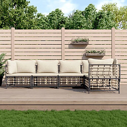 Maison Chic Salon de jardin 5 pcs + coussins - Mobilier/Meubles de jardin - Table et chaises d'extérieur anthracite résine tressée -MN86526