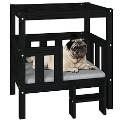 Avis vidaXL Lit pour chien Noir 65,5x43x70 cm Bois de pin solide